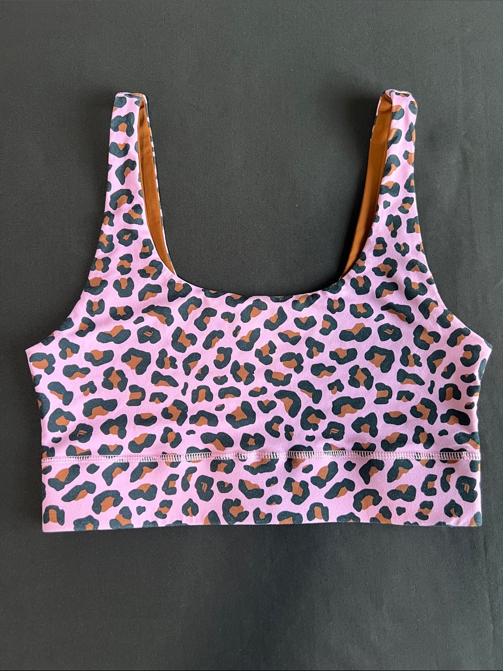 Fabletics Pink Leopard-Print Reversible Sports Bra